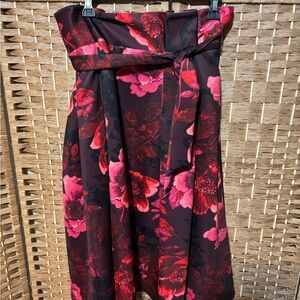 Floral Red and Black Skirt